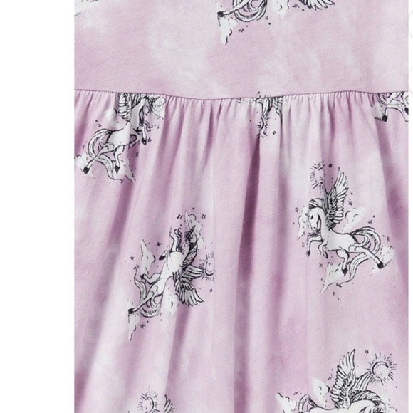 Little girls lavender purple unicorn print short sleeve play dress size small - Picture 3 of 4